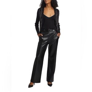 NWT Elie Tahari The Rylan Wide-Leg Black Vegan Leather Pants, Size 8